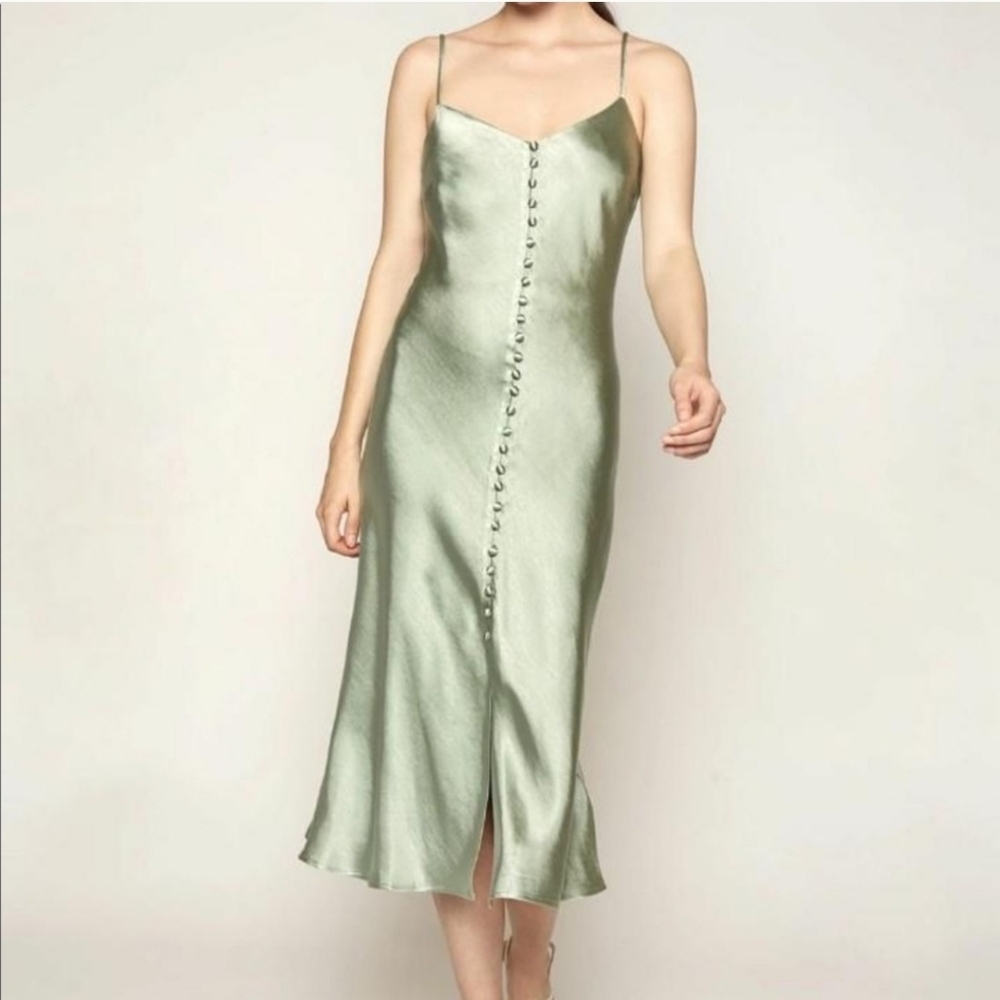 ZARA Satin feel button detail dress
